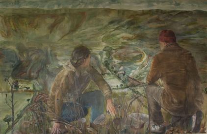 The Diggers. work in progress paint on canvas  5' x 7' 2021